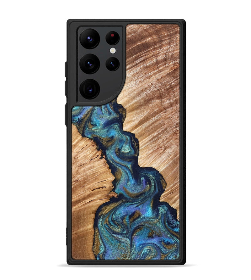 Galaxy S22 Ultra Wood Phone Case - Marisol (Teal & Gold, 831276)