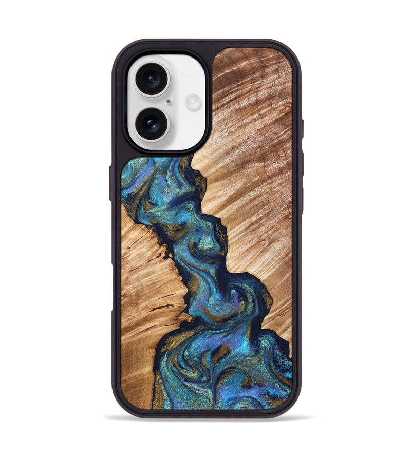 iPhone 17 Wood Phone Case - Marisol (Teal & Gold, 831276)