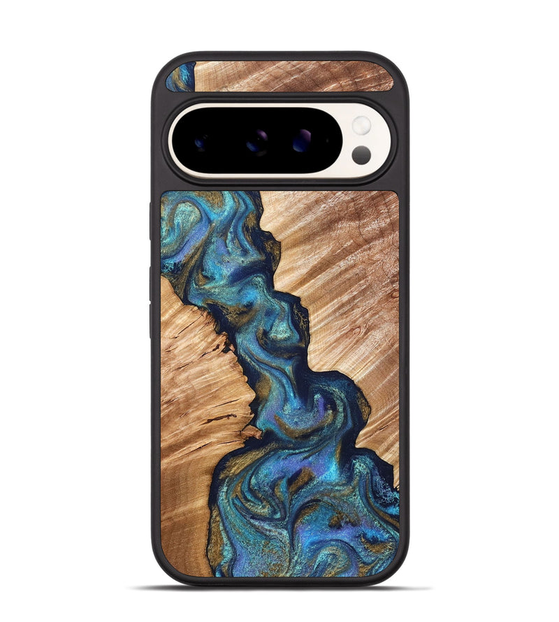 Pixel 9 Wood Phone Case - Marisol (Teal & Gold, 831276)