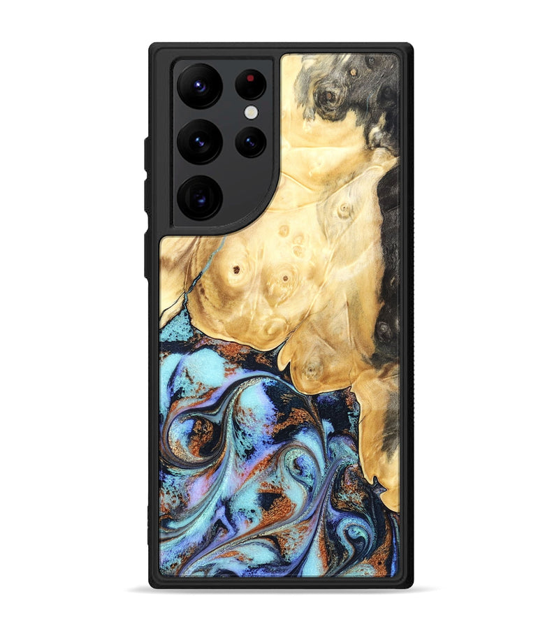 Galaxy S22 Ultra Wood Phone Case - Theo (Teal & Gold, 831277)