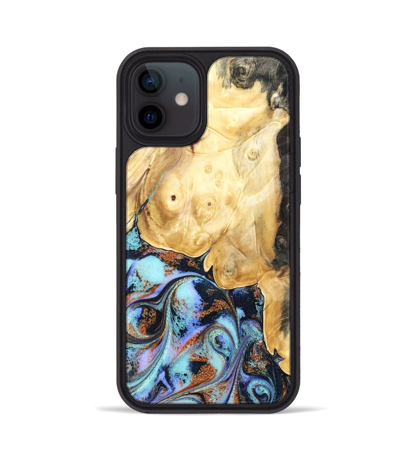 iPhone 12 Wood Phone Case - Theo (Teal & Gold, 831277)