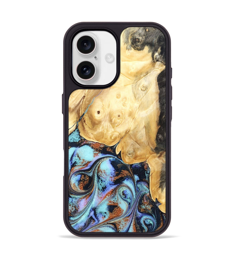 iPhone 17 Wood Phone Case - Theo (Teal & Gold, 831277)