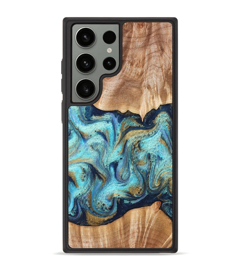 Galaxy S23 Ultra Wood Phone Case - Glenna (Teal & Gold, 831278)