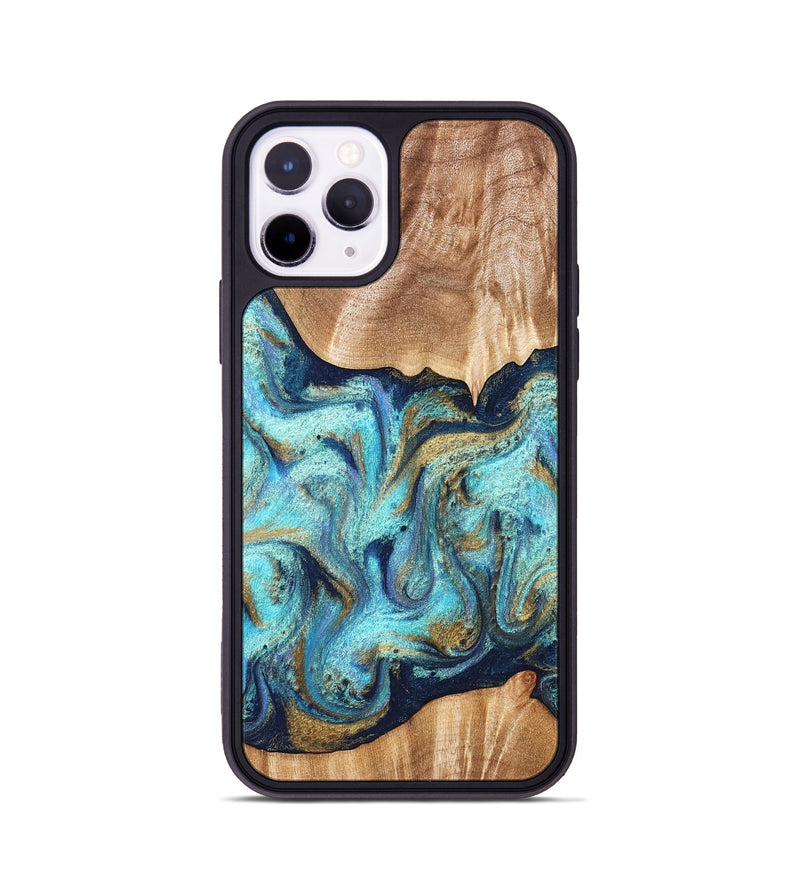iPhone 11 Pro Wood Phone Case - Glenna (Teal & Gold, 831278)