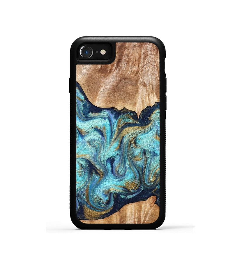 iPhone SE Wood Phone Case - Glenna (Teal & Gold, 831278)