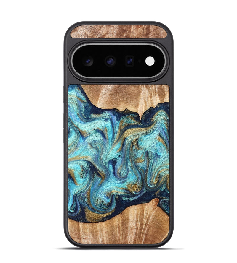 Pixel 11 Pro Wood Phone Case - Glenna (Teal & Gold, 831278)