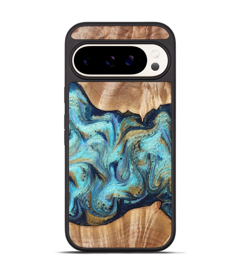 Pixel 9 Wood Phone Case - Glenna (Teal & Gold, 831278)