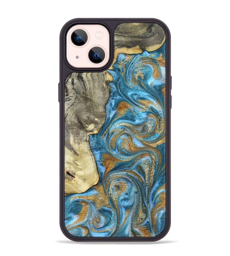 iPhone 14 Plus Wood Phone Case - Karie (Teal & Gold, 831279)