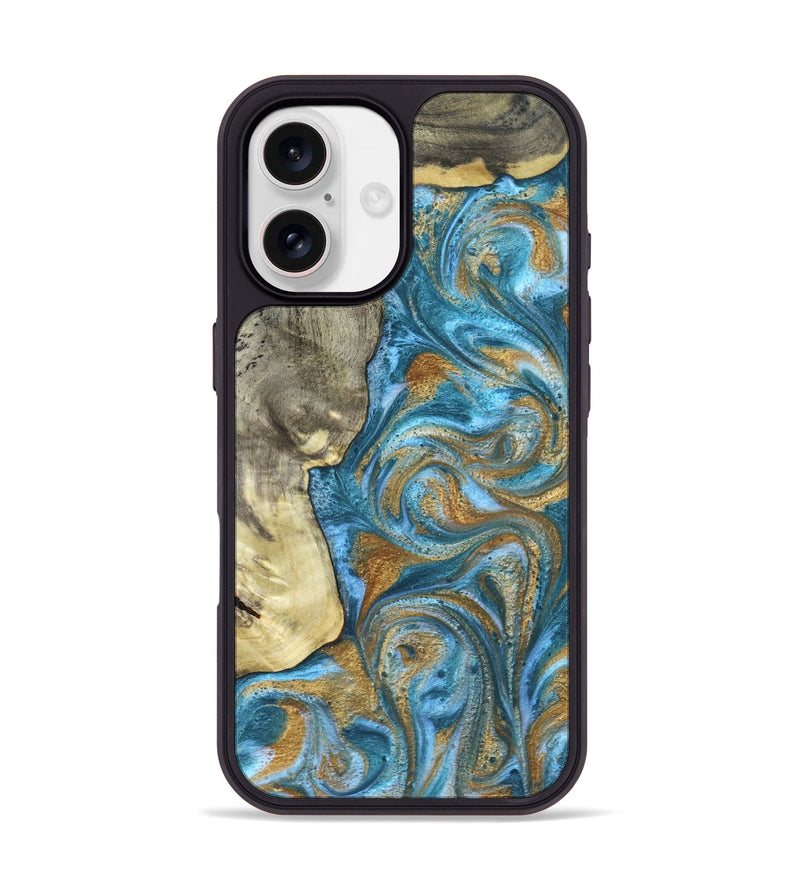 iPhone 17 Wood Phone Case - Karie (Teal & Gold, 831279)