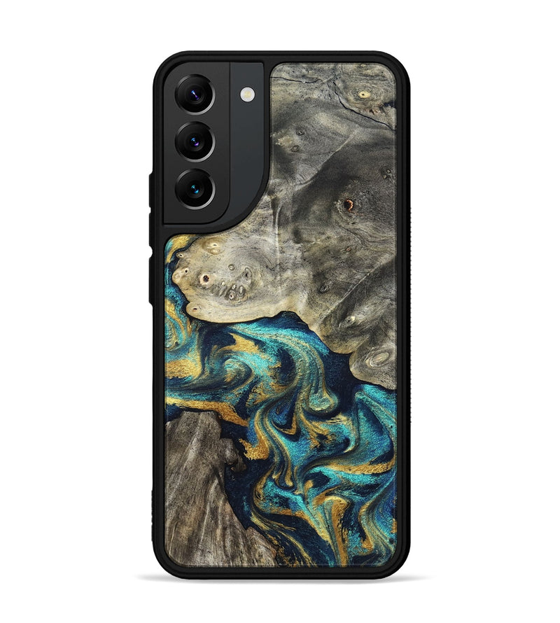 Galaxy S22 Plus Wood Phone Case - Amya (Teal & Gold, 831280)