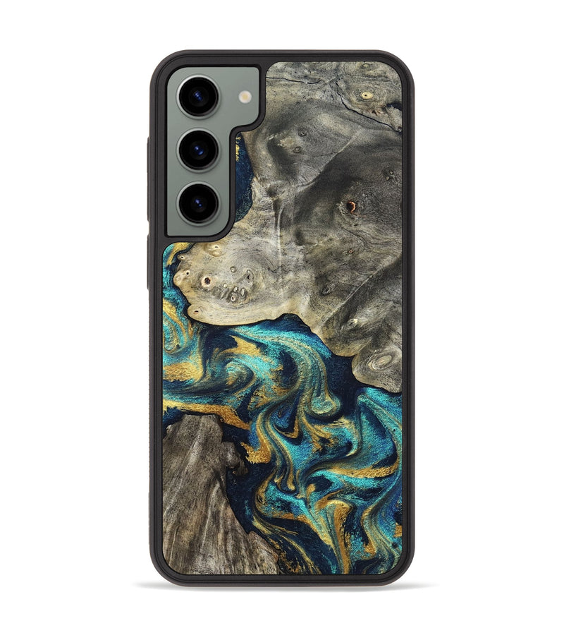 Galaxy S23 Plus Wood Phone Case - Amya (Teal & Gold, 831280)
