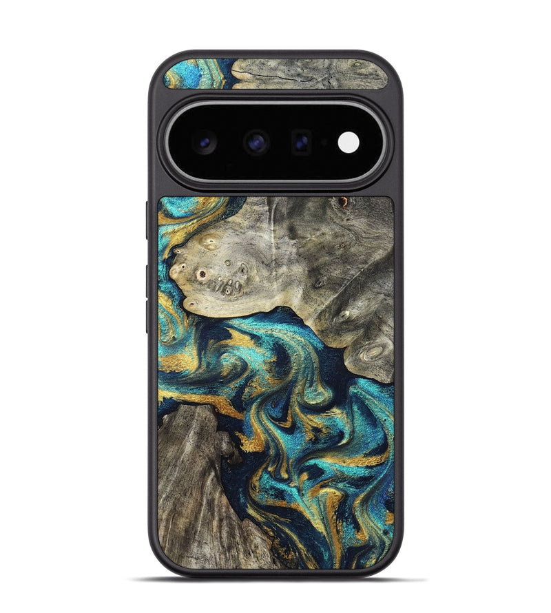 Pixel 11 Pro Wood Phone Case - Amya (Teal & Gold, 831280)