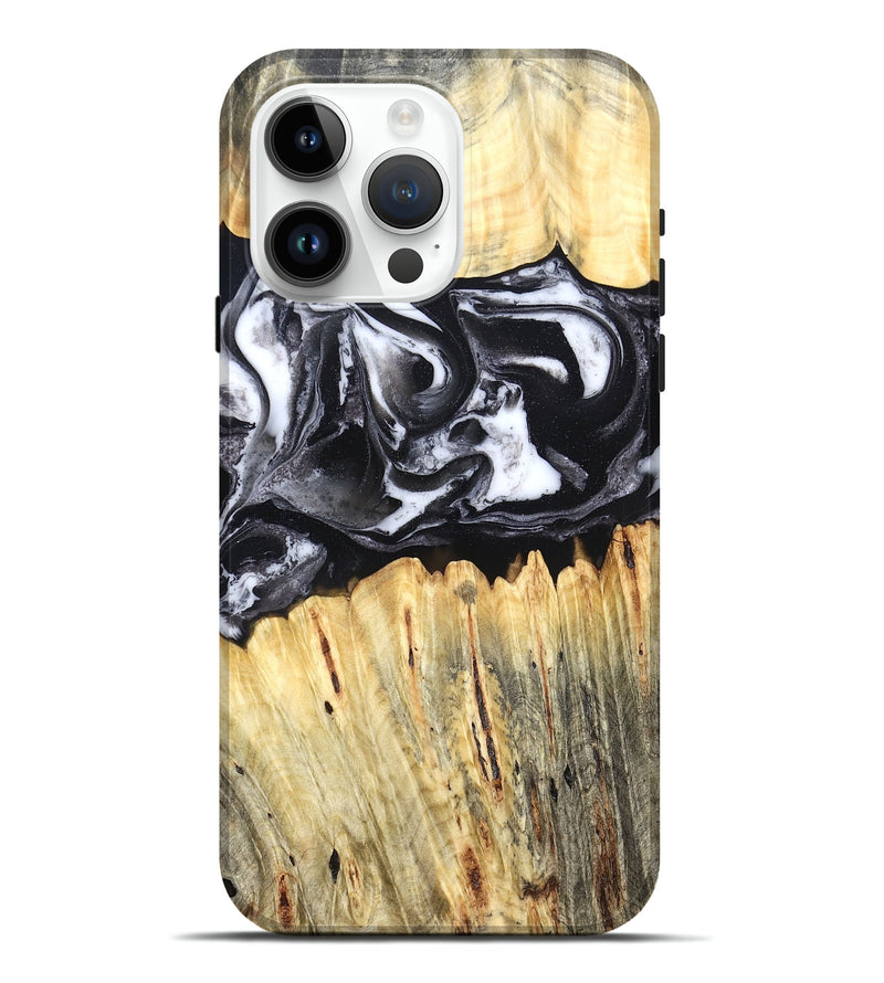 iPhone 15 Pro Max Wood Live Edge Phone Case - Raleigh (Black & White, 831281)