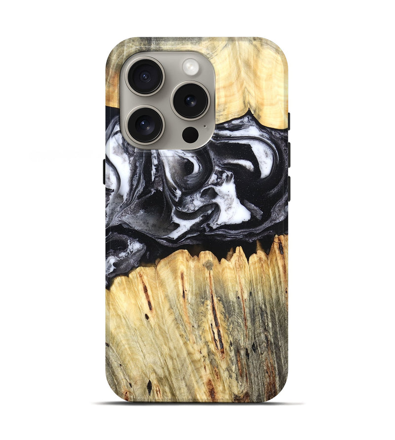iPhone 16 Pro Wood Live Edge Phone Case - Raleigh (Black & White, 831281)