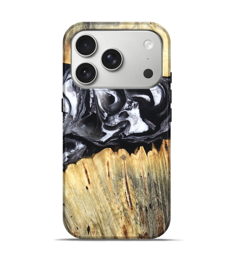 iPhone 17 Pro Wood Live Edge Phone Case - Raleigh (Black & White, 831281)