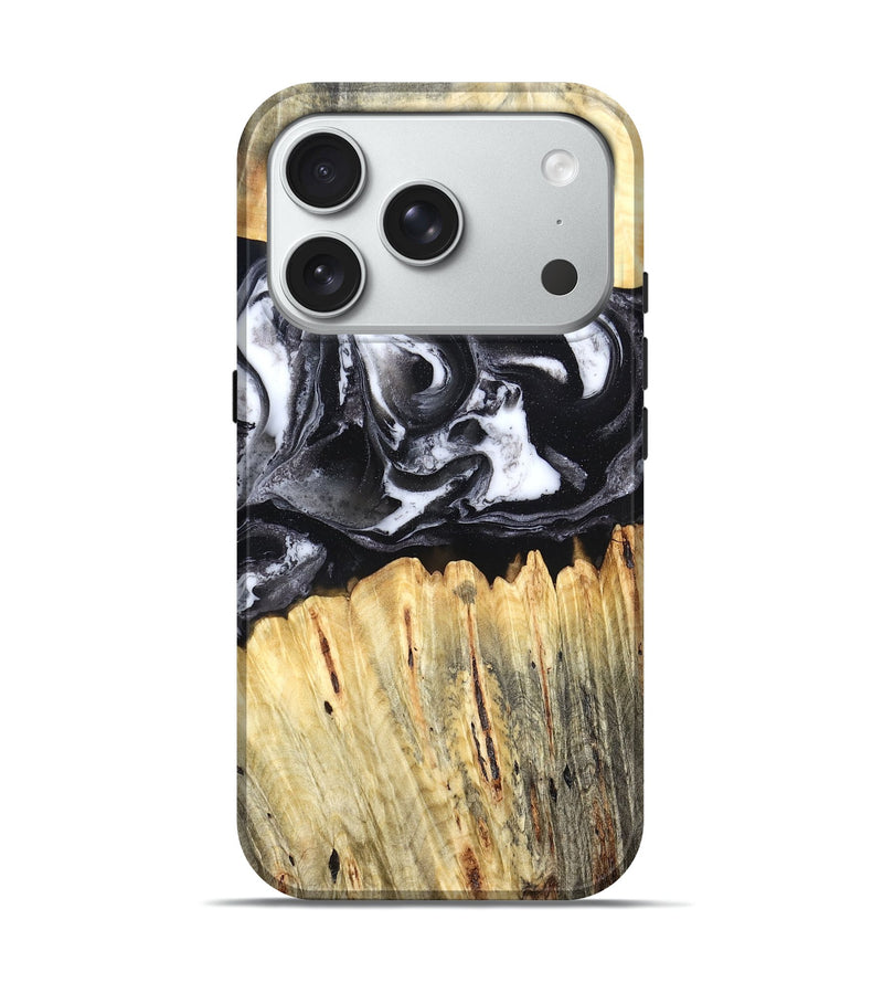 iPhone 18 Pro Wood Live Edge Phone Case - Raleigh (Black & White, 831281)