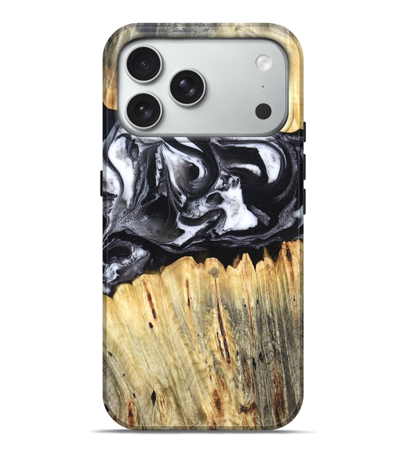 iPhone 18 Pro Max Wood Live Edge Phone Case - Raleigh (Black & White, 831281)
