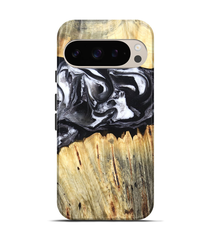 Pixel 9 Pro Wood Live Edge Phone Case - Raleigh (Black & White, 831281)