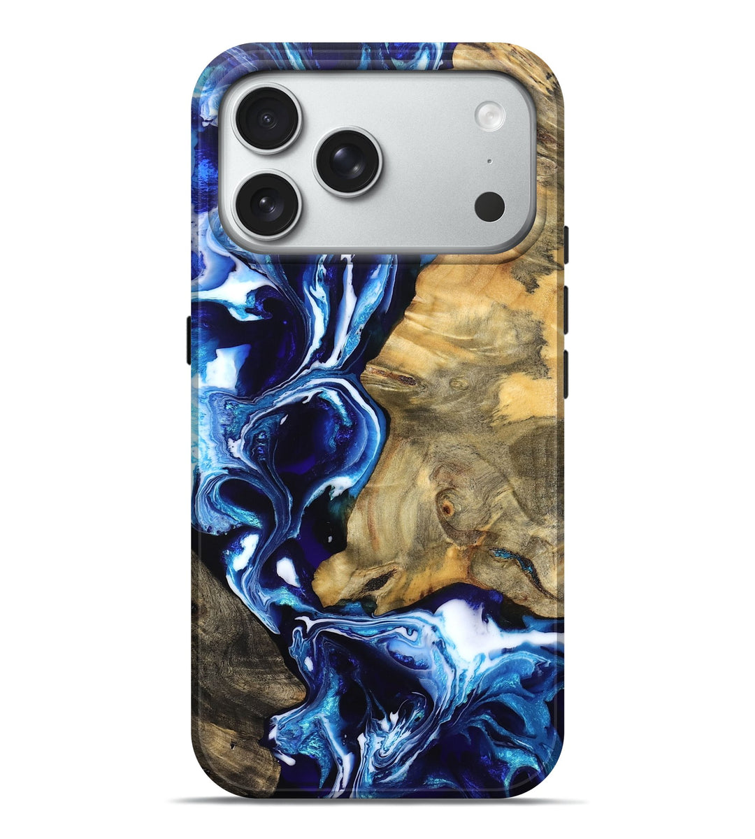 iPhone 18 Pro Max Wood Live Edge Phone Case - Scarlet (Blue, 831285)
