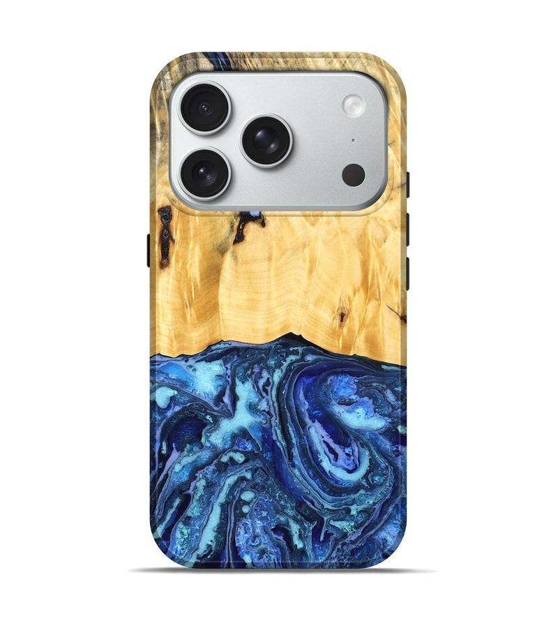 iPhone 18 Pro Wood Live Edge Phone Case - Wilma (Blue, 831286)