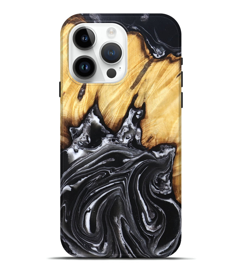 iPhone 15 Pro Max Wood Live Edge Phone Case - Aydin (Black & White, 831288)