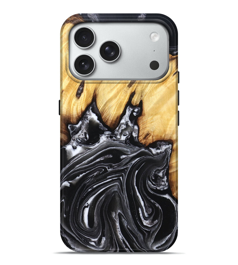 iPhone 18 Pro Max Wood Live Edge Phone Case - Aydin (Black & White, 831288)