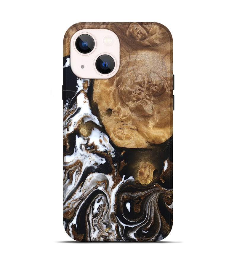 iPhone 14 Wood Live Edge Phone Case - Lexie (Black & White, 831289)