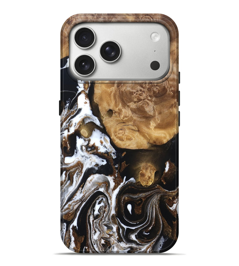 iPhone 17 Pro Max Wood Live Edge Phone Case - Lexie (Black & White, 831289)