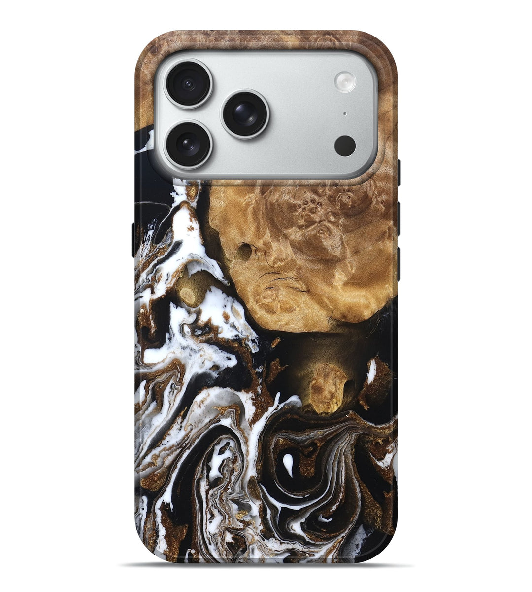 iPhone 18 Pro Max Wood Live Edge Phone Case - Lexie (Black & White, 831289)