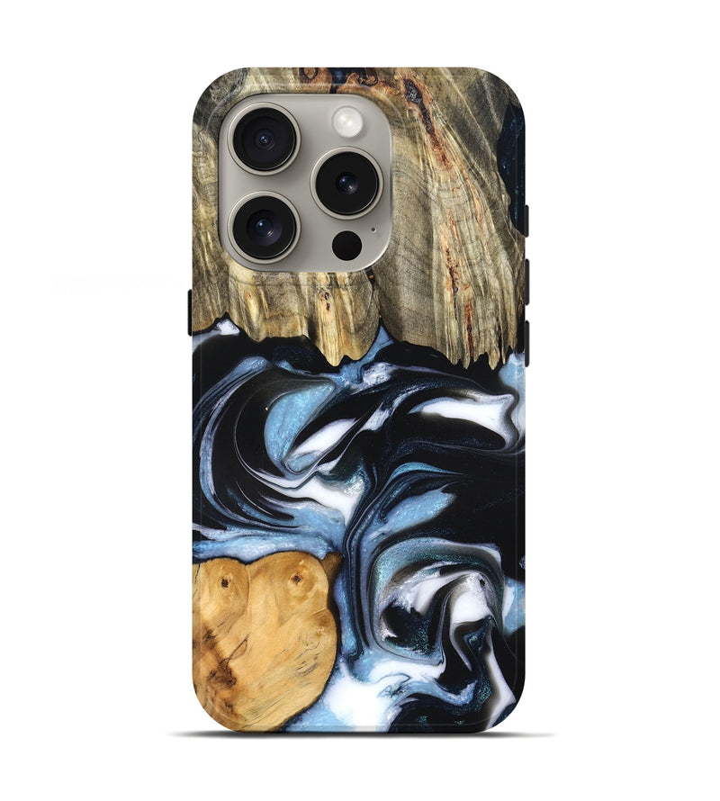 iPhone 16 Pro Wood Live Edge Phone Case - Marco (Blue, 831291)
