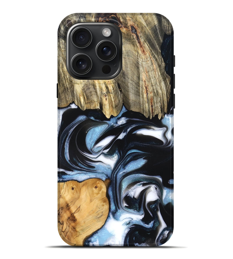 iPhone 16 Pro Max Wood Live Edge Phone Case - Marco (Blue, 831291)