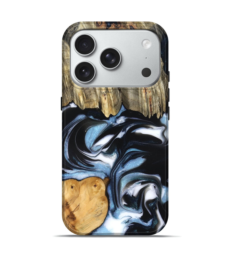 iPhone 18 Pro Wood Live Edge Phone Case - Marco (Blue, 831291)