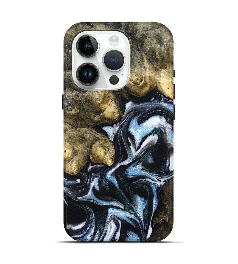 iPhone 15 Pro Wood Live Edge Phone Case - Hudson (Blue, 831327)