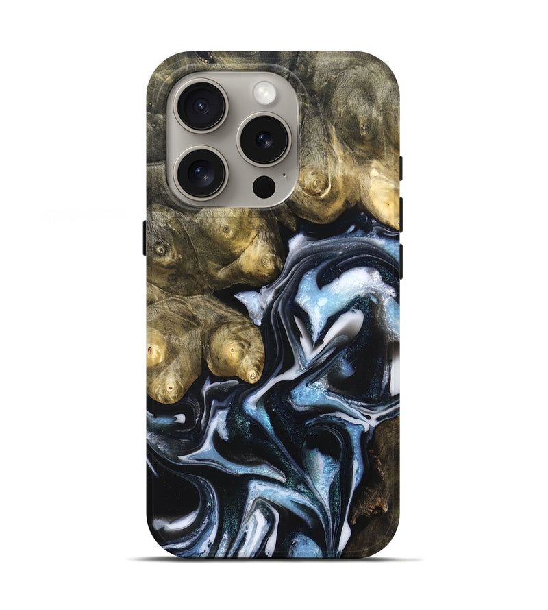 iPhone 16 Pro Wood Live Edge Phone Case - Hudson (Blue, 831327)