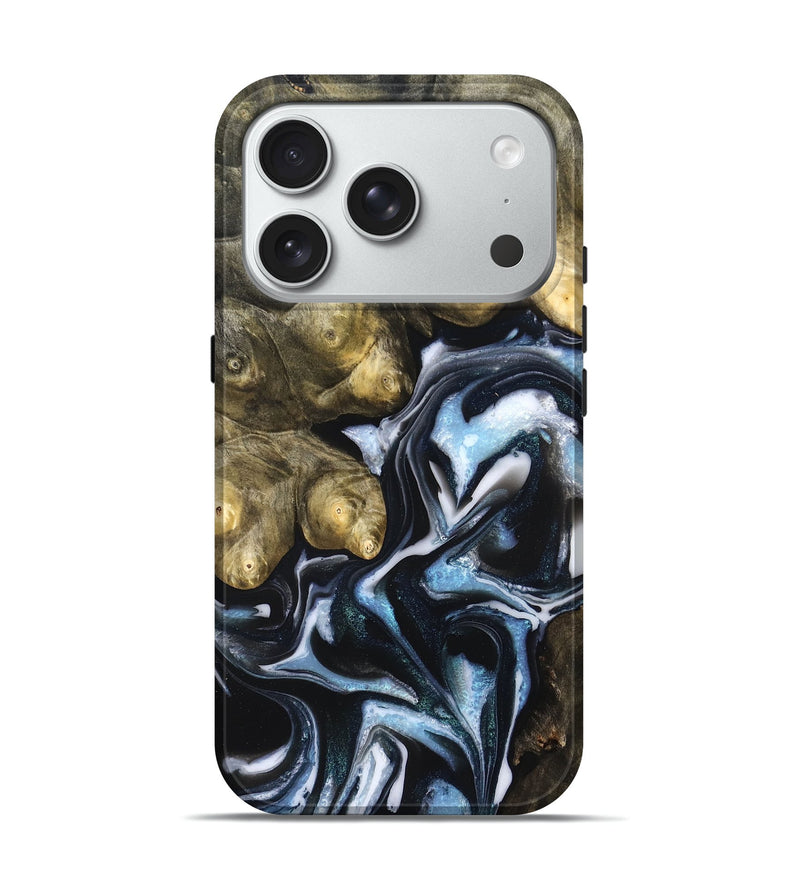 iPhone 18 Pro Wood Live Edge Phone Case - Hudson (Blue, 831327)