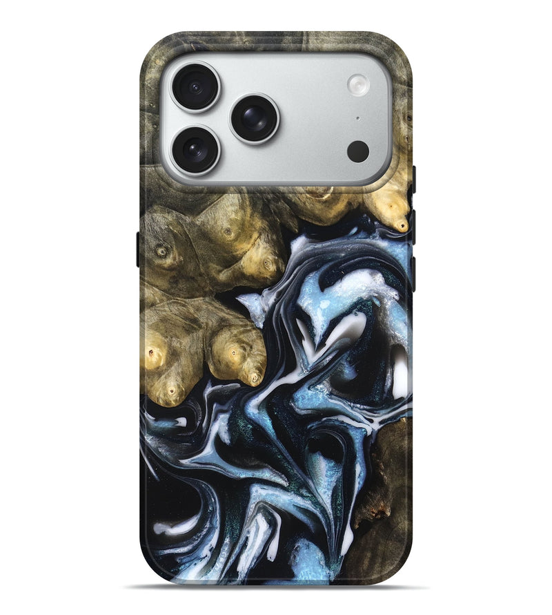 iPhone 18 Pro Max Wood Live Edge Phone Case - Hudson (Blue, 831327)
