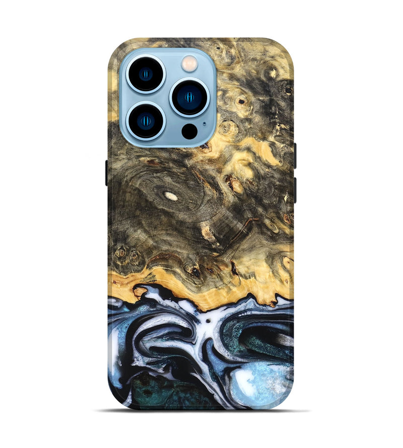 iPhone 14 Pro Wood Live Edge Phone Case - Pinkie (Blue, 831329)