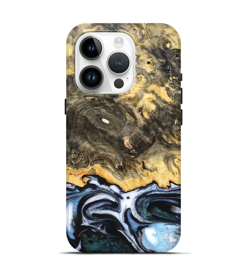 iPhone 15 Pro Wood Live Edge Phone Case - Pinkie (Blue, 831329)