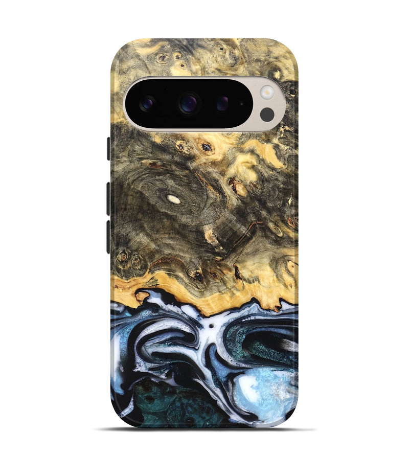 Pixel 9 Pro Wood Live Edge Phone Case - Pinkie (Blue, 831329)