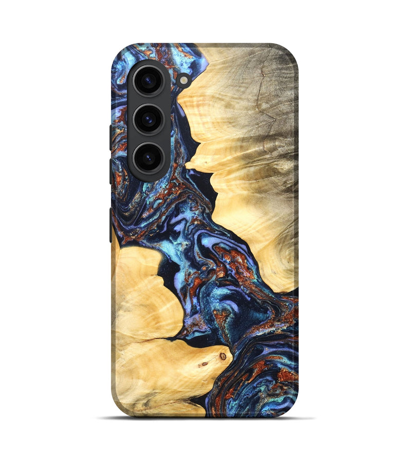 Galaxy S23 Wood Live Edge Phone Case - Neveah (Teal & Gold, 831330)