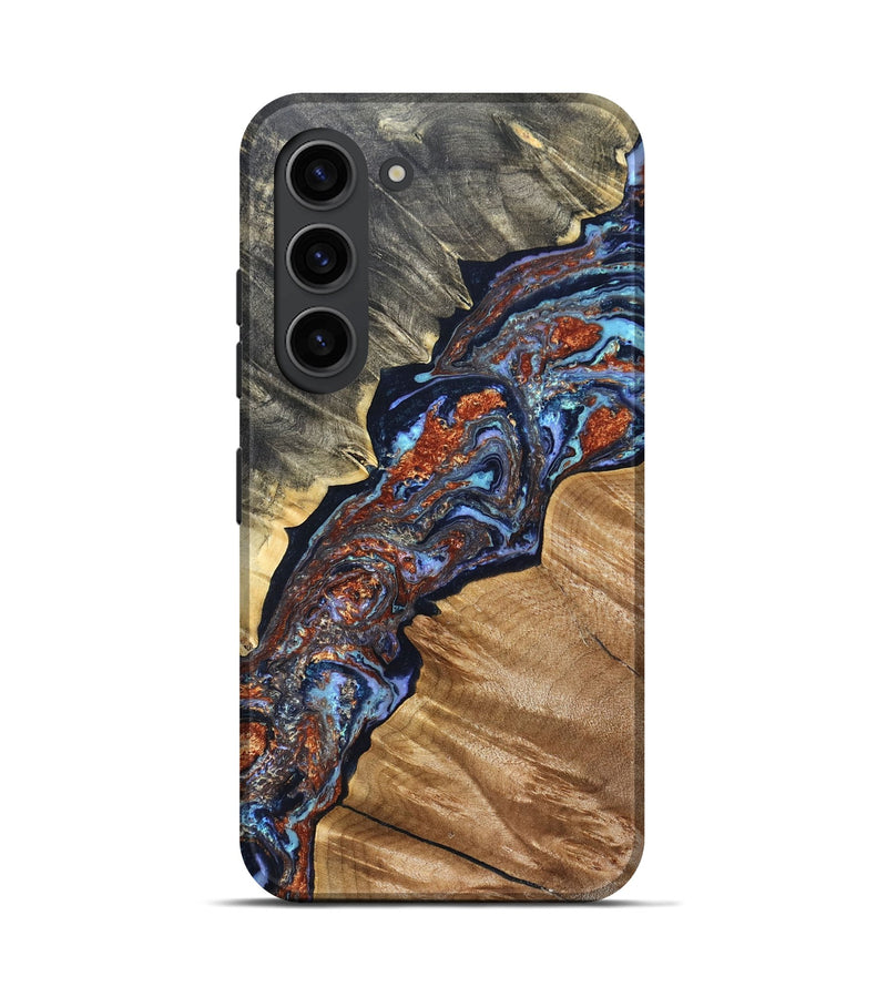 Galaxy S23 Wood Live Edge Phone Case - Glenda (Teal & Gold, 831331)