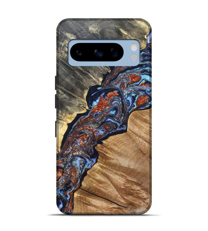 Pixel 8 Pro Wood Live Edge Phone Case - Glenda (Teal & Gold, 831331)