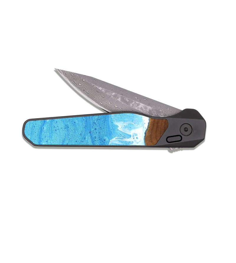 EDC Dark Damascus Wood Pocket Knife - Callie (Coastal, 831427)