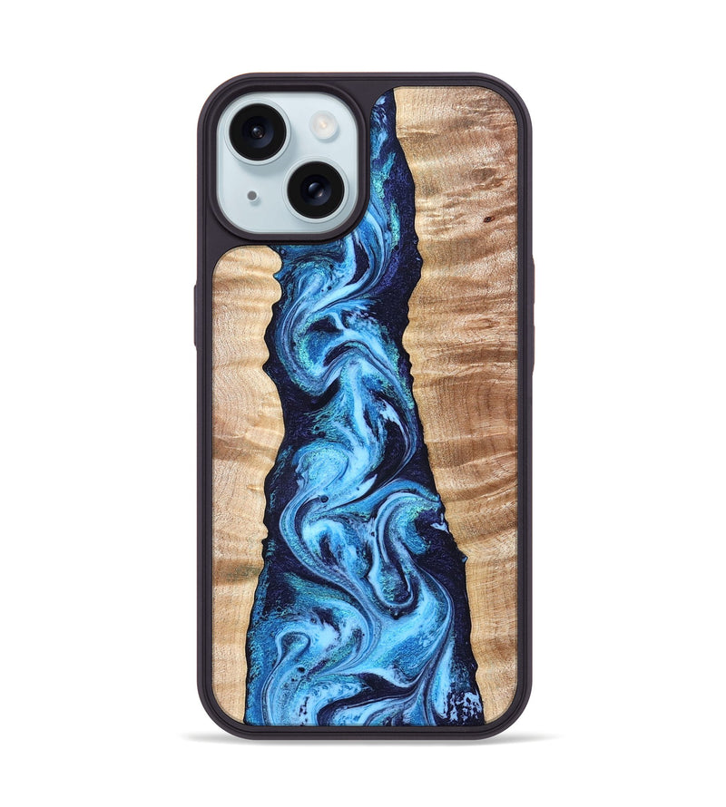iPhone 15 Wood Phone Case - Laney (Blue, 831459)