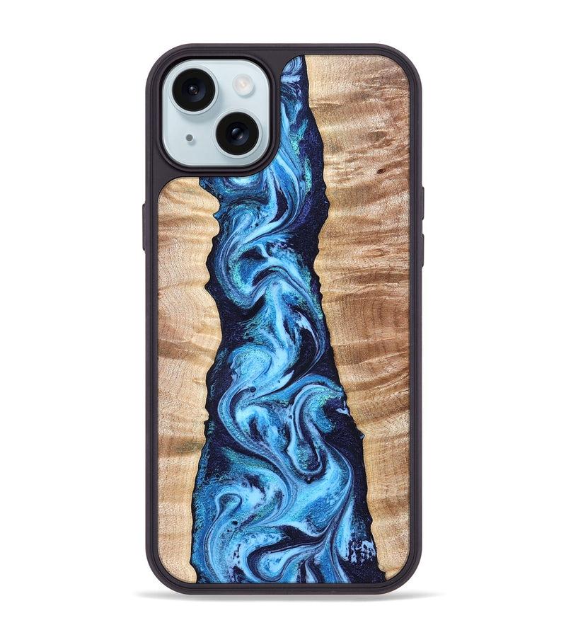 iPhone 15 Plus Wood Phone Case - Laney (Blue, 831459)