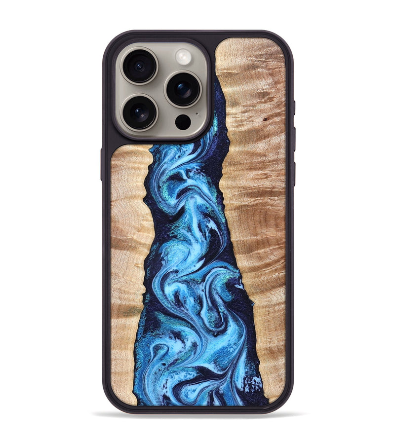 iPhone 15 Pro Max Wood Phone Case - Laney (Blue, 831459)