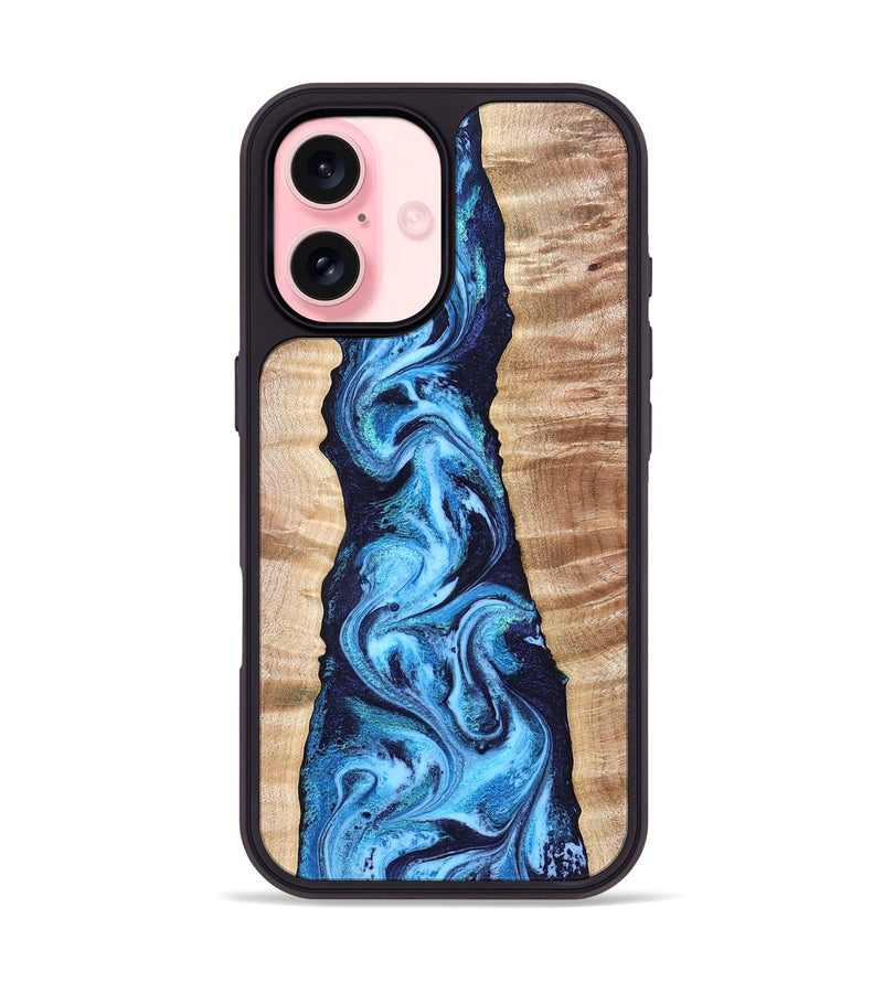 iPhone 16 Wood Phone Case - Laney (Blue, 831459)