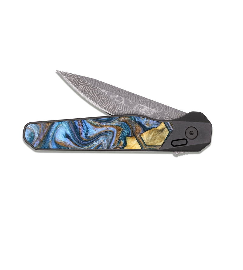 EDC Dark Damascus Wood Pocket Knife - Yael (Pattern, 831470)