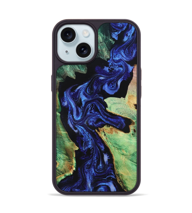 iPhone 15 Wood Phone Case - Carley (Blue, 831473)