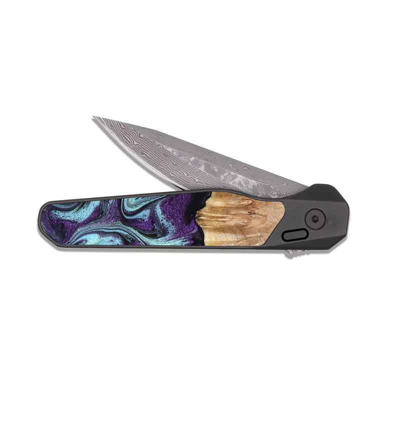 EDC Dark Damascus Wood Pocket Knife - Arch (Purple, 831477)